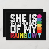彼女は私の虹のもう一つの半分 レズビアン ゲイ 招待状 (正面/裏面)