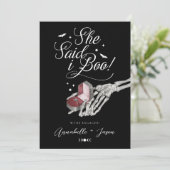 彼女は私はBooスケルトンの手のリングや輪ボックス婚約 案内状 (スタンド正面)