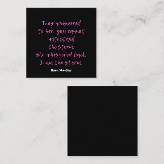 彼女は私を嵐の引用文と囁やる気を起こさせるいた スクエア名刺 (正面/裏面)