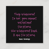 彼女は私を嵐の引用文と囁やる気を起こさせるいた スクエア名刺 (正面)