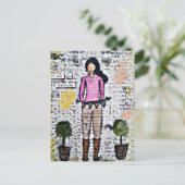 彼女は秘蔵だ。混合メディアオリジナル ポストカード (スタンド正面)