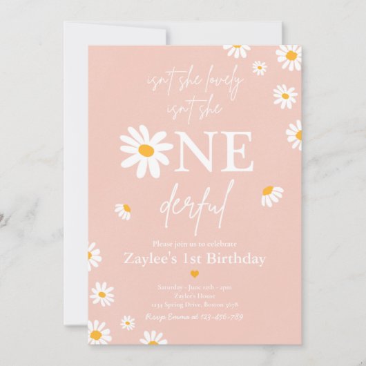 彼女は素敵ではない彼女は一面真珠の誕生日 招待状 (正面)