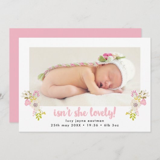 彼女は素敵なフローラ誕生の発表ではない 案内状 (正面/裏面)