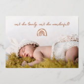 彼女は素敵な虹のベビー誕生の発表ではない 箔招待状 (正面)