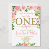 彼女は素敵な誕生日、女の子ファースト誕生日 招待状 (正面)