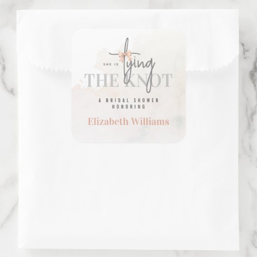 彼女は結び目のブライダルシャワーのモダンパーティー スクエアシール (バッグ)