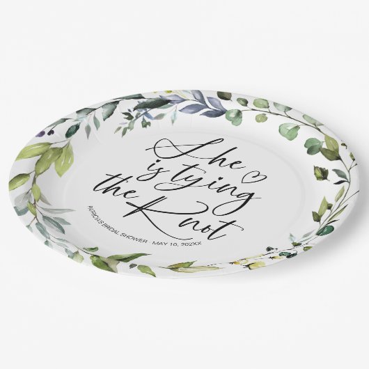 彼女は結び目のブライダルシャワー ペーパープレート (アングル)