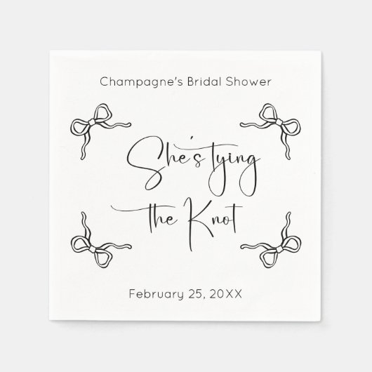 彼女は結び目の台本のモダンブライダルシャワー スタンダードカクテルナプキン (正面)