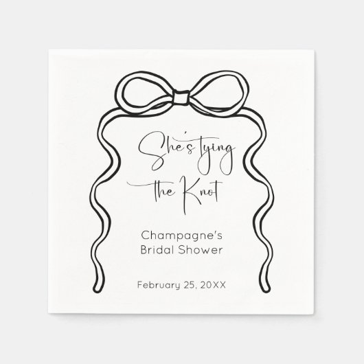 彼女は結び目の台本のモダンブライダルシャワー スタンダードカクテルナプキン (正面)