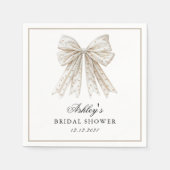 彼女は結び目の真珠の弓ブライダルシャワー スタンダードカクテルナプキン (正面)