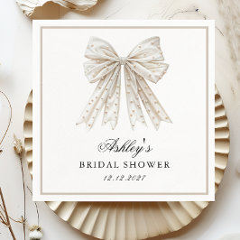彼女は結び目の真珠の弓ブライダルシャワー スタンダードカクテルナプキン