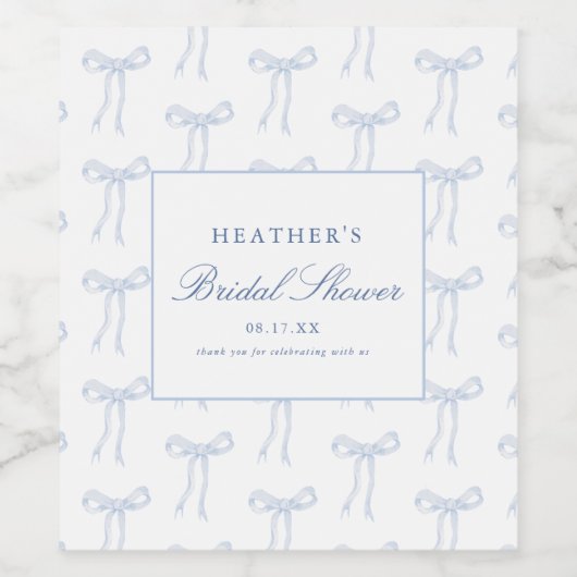 彼女は結び目の青いブライダルシャワーの好意 ワインラベル (シングルラベル)