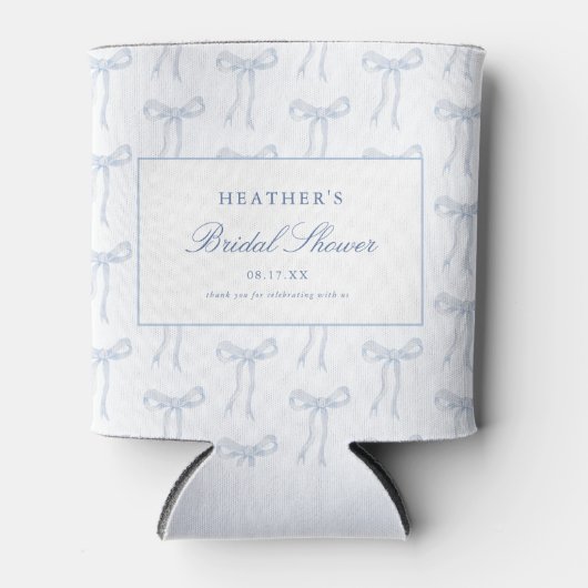 彼女は結び目の青いブライダルシャワーの好意 缶クーラー (正面)