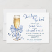 彼女は結び目の青いブライダルシャワー 招待状 (正面)