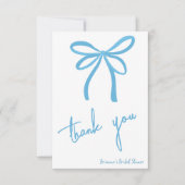 彼女は結び目の青いリボンの弓 サンキューカード (正面)