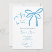 彼女は結び目の青いリボンの弓 招待状 (正面)