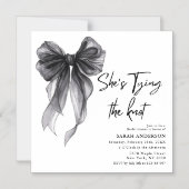 彼女は結び目の黒弓ブライダルシャワー マグネット招待状 (正面)