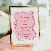 彼女は結び目をピンクと赤のブライダル歓迎 ポスター