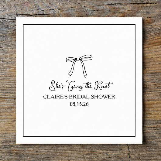 "彼女は結び目を結んでいる"シンプルブライダルシャワー スタンダードカクテルナプキン