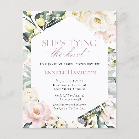 彼女は結び目を結んでいる | ブライダルシャワーへの招待 (正面)