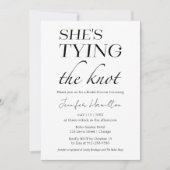 彼女は結び目を結んでいる |ブラック&ホワイトブライダルシャワー 招待状 (正面)