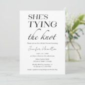 彼女は結び目を結んでいる |ブラック&ホワイトブライダルシャワー 招待状 (スタンド正面)