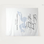 彼女は結び目を結んでいる |ボウブライダルシャワー背景 タペストリー (正面(横))