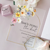 彼女は結び目を結んでいる |ワイルドフラワーブライダルシャワー アクリル招待状