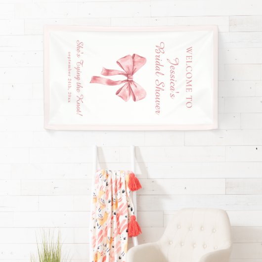 彼女は結び目ソフトピンクのコケットシャワー 横断幕 (インサイチュ)