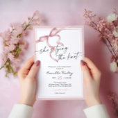 彼女は結び目ソフトピンクのブライダルシャワー 招待状