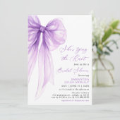 彼女は結び目パープルボウブライダルシャワー 招待状 (スタンド正面)