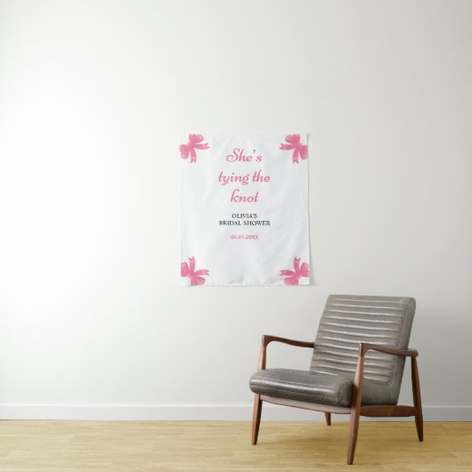 彼女は結び目ピンクのブライダルシャワー背景 タペストリー (インサイチュ)