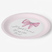 彼女は結び目ピンクの弓グラムブライダルシャワー ペーパープレート (アングル)