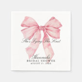 彼女は結び目ピンクの弓ナプキン スタンダードカクテルナプキン (正面)