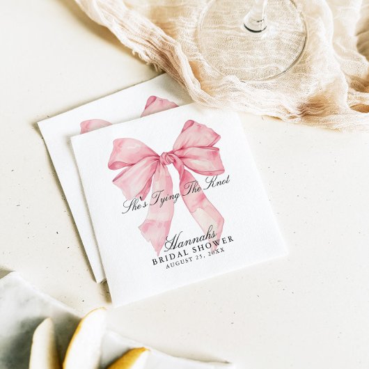 彼女は結び目ピンクの弓ナプキン スタンダードカクテルナプキン