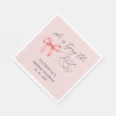 彼女は結び目ピンクの弓ブライダルシャワー スタンダードランチョンナプキン (角)