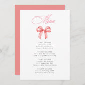 彼女は結び目ピンクの弓ブライダルシャワー メニュー (正面/裏面)