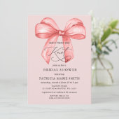 彼女は結び目ピンクの弓ブライダルシャワー 招待状 (スタンド正面)