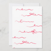 彼女は結び目ピンクの赤い弓のブライダルシャワー 招待状 (裏面)