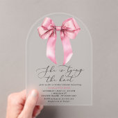 彼女は結び目ピンクボウブライダルシャワーアーチ アクリル招待状 (インサイチュ (ポータブル))