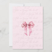 彼女は結び目ピンクボウブライダルシャワー 招待状 (裏面)