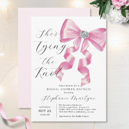 彼女は結び目ピンクボウブランチブライダルシャワー 招待状