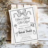 彼女は結び結びレトロ黒お洒落ブライダル 招待状