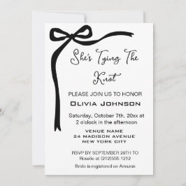 彼女は結び結び黒弓縁どブライダルシャワー 招待状