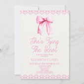 彼女は結び結ぶ結び弓ブライダルシャワーの招待状 招待状 (正面)