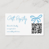 彼女は結んでいる結び目の青いリボンのギフトレジストリ エンクロージャーカード (正面)