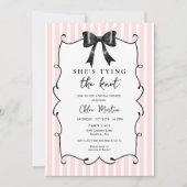 彼女は結んでいる結び目ブラックボウブライダルシャワー 招待状 (正面)