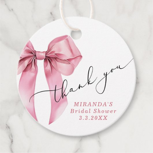 彼女は結婚します ピンクボウ ブライダル サンクス フェイバータグ (正面)