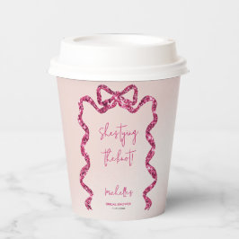 彼女は結婚する グリッター ピンクの弓  ブライダルシャワー 紙コップ
