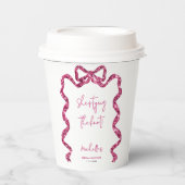 彼女は結婚する グリッター ピンクの弓  ブライダルシャワー 紙コップ (正面)